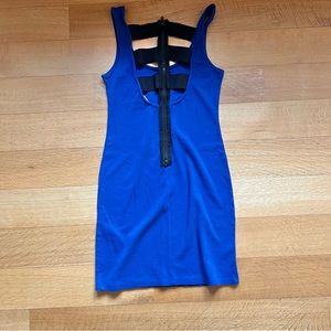 Forever 21 Form fitting Royal Blue Mini Dress with sexy back detail, zip up S